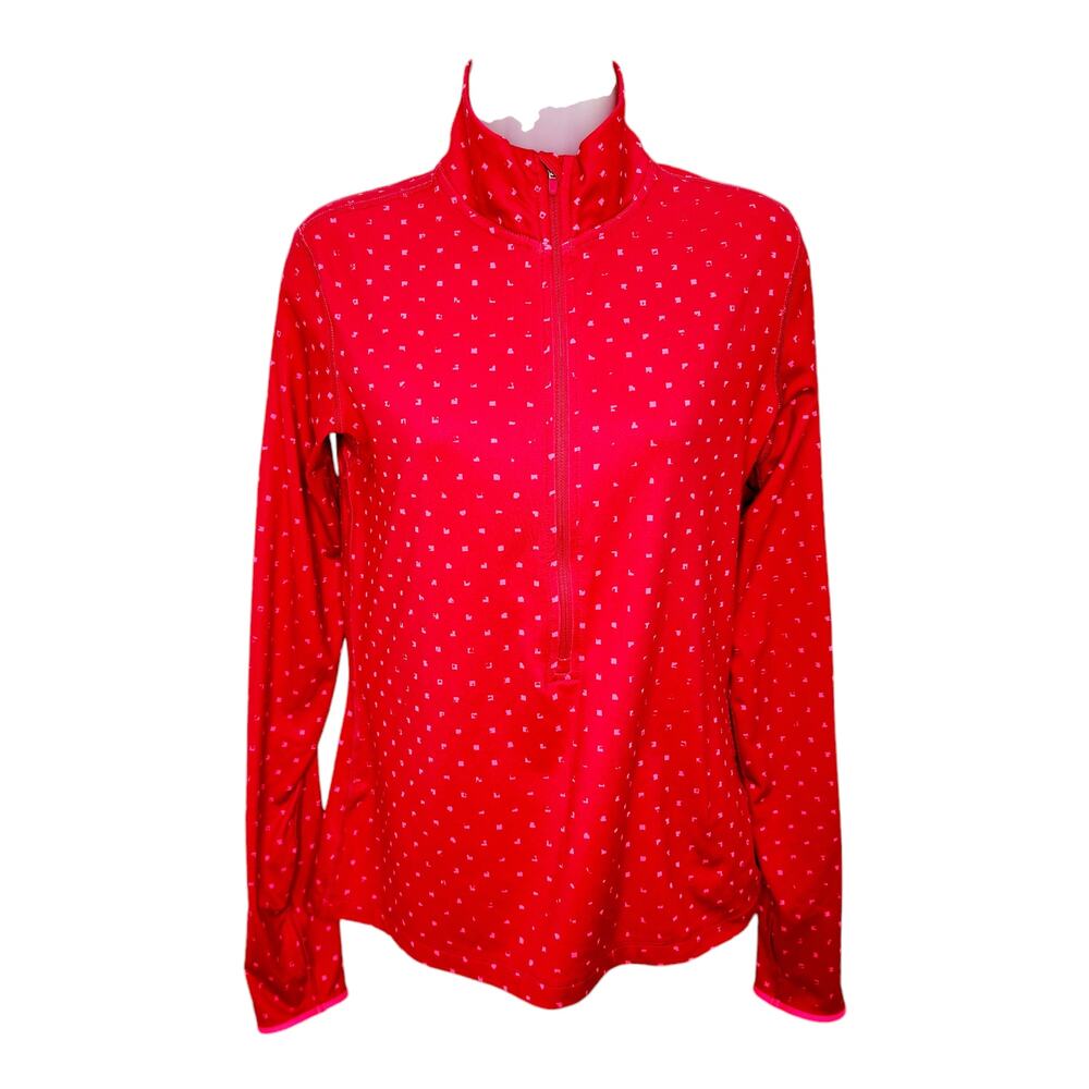 Nike Pro Dri Fit Women's Half Zip Pullover Fuchsia Geometric Running Top